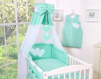 OEM Juego De Ropa De Cama De 5 Piezas 135x100 - Corazones Menta
