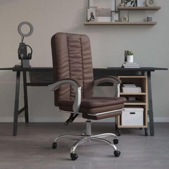 vidaXL Silla De Oficina Reclinable Cuero Sint&eacute;tico Marr&oacute;n Vidaxl