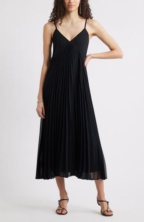 Chelsea28 Floral Pleated Sundress in Black at Nordstrom Rack, Size Xx-Small