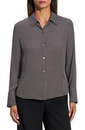 Theory Classic Slim Fit Button-Up Shirt in Black Multi at Nordstrom Rack, Size Petite
