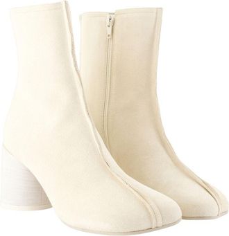 Maison Margiela Womens Ankle Boots - Mm6 Maison Margiela Leather Ivory Calfskin Shoes Ankle-Boots