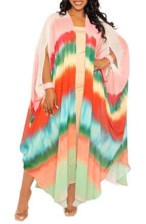 Buxom Couture Ombr&eacute; Stripe Elastic Cuff Cover-Up in Orange Multi at Nordstrom