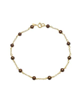Jewelmak 14K Chocolate Brown & Pearl Bracelet