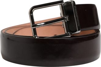 Dolce & Gabbana Men Black Calfskin Leather Metal Buckle Mens Belt (Pre-Owned)