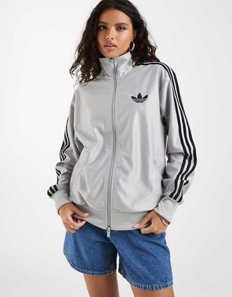 adidas Originals Firebird top da tuta ampio in argento-Grigio