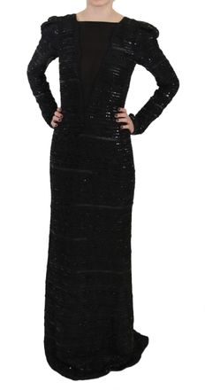 John Richmond Silk Full Length Sequined Gown Womens Dress