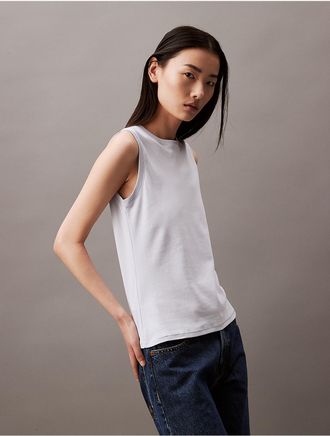 Calvin Klein Womens Soft Cotton Muscle Tee - Blue - XS