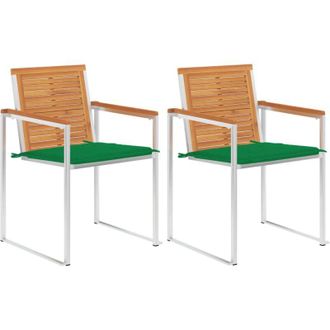 vidaXL Vidaxl - Sillas De Jard&iacute;n Con Cojines 2 Uds Madera Maciza Acacia Y Acero