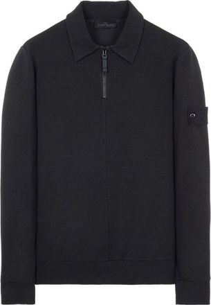 Stone Island Ghost Half Zip Collared Sweat Black 7615629F3-V0029