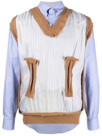 Maison Margiela Shirt met gebreid detail - Blauw