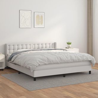 vidaXL Vidaxl - Cama Box Spring Con Colch&oacute;n Cuero Sint&eacute;tico Blanco 180x200 Cm