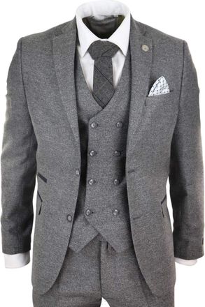 TruClothing 3 Piece Suit Double Breasted Tweed