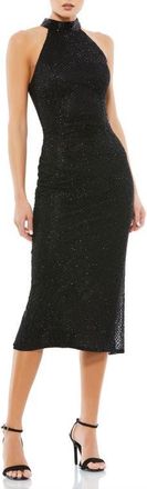 Mac Duggal Hand Embellished Faux Wrap Flutter Sleeve Gown in Black at Nordstrom, Size 14