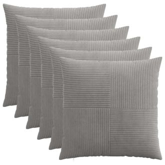 vidaXL Federa 6 Pz Almelo Grigio Chiaro 65 X 65 Cm Corduroy Vidaxl