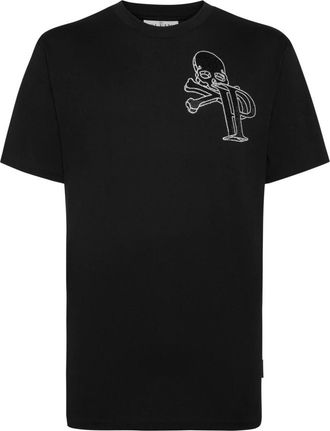 Philipp Plein T-shirt Ronde Hals SS Wire Frame - Heren - T-shirts - Zwart - 3XL - Katoen - Tops