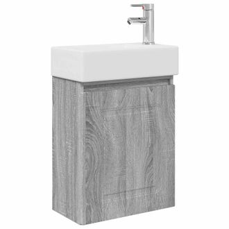 vidaXL M&oacute;dulo De Ba&ntilde;o Con Grifer&iacute;a Sonoma Gris 45,5 X 22,5 X 84 Cm Vidaxl