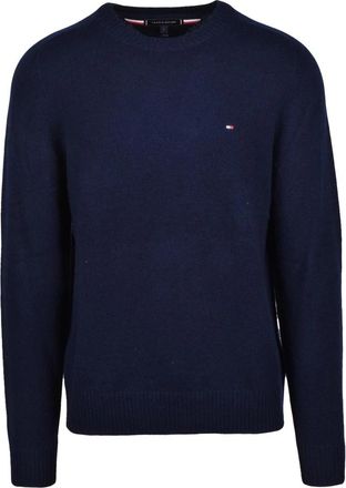 Tommy Hilfiger Pullover met ronde hals - Heren - Ronde hals truien - Blauw - 4XL - Wol - Truien & Vesten