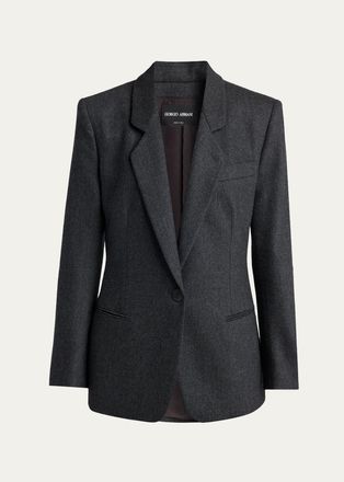 Giorgio Armani Wool-Cashmere Blazer with Strong Shoulders