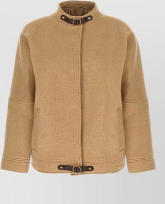 Max Mara fascia bomber jacket stand collar buckle