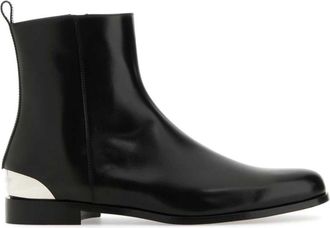 Alexander McQueen metal-heel leather boots - men - Calf Leather/Calf Leather/Calf Leather - 40 - Black