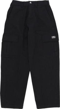 Obey Zwarte Cargo Broek met Zakken - Heren - Straight fit broeken - Zwart - W34 - Katoen - Broeken