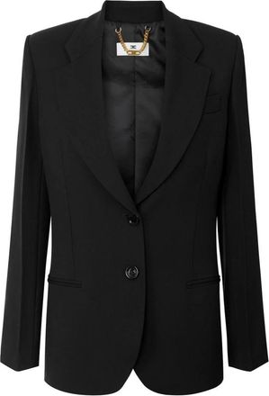 Elisabetta Franchi Vloeiende Gabardine Blazer - Dames - Jassen - Zwart - Maat: S Gabardine