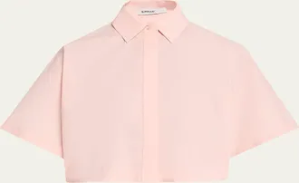 SIMKHAI Blair Cropped Short-Sleeve Shirt
