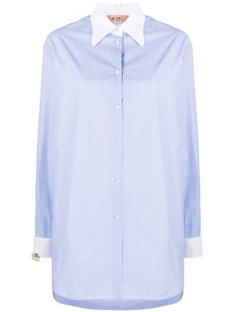 N°21 pinstriped long-line shirt - Blue