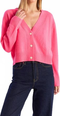 Brodie Boxy Cropped Cashmere Cardigan In Neon Pink