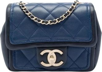 Chanel Pre-owned Vintage Mini Flap Bag - Dames - Vintage Mini Tas - Blauw - ONE Size - Leer - Vintage