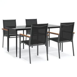 Berkfield Home 5 Piece Garden Dining Set Black Textilene & Steel