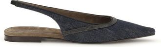 Brunello Cucinelli Brunello Cucinelli Womens Denim Slingback Shoes - Dark Grey Cotton - Size EU 36
