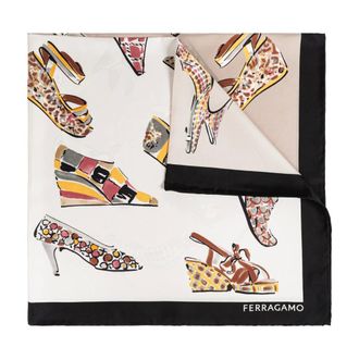 Ferragamo Silky Scarves, female, Beige, Size: ONE SIZE Genio Silk Scarf