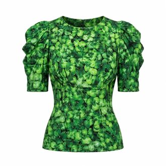 Dolce & Gabbana Bloesemprint Zijden Blouse - Dames - Blouses & Shirts - Groen - Maat: 2XS Zijde
