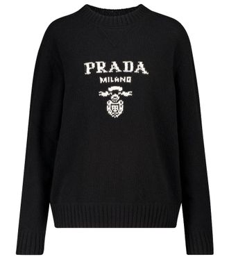 【PRADA】Vネックスウェットウールシャツ レディース PRADA 美品◎PRADA プラダ 23SS 134668 トライアングルロゴ