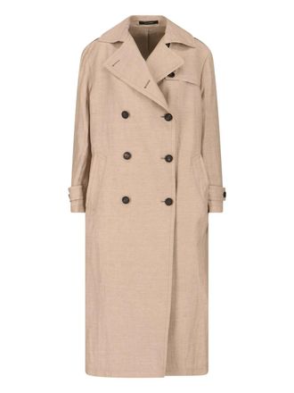 Tagliatore Beige Double-Breasted Wool Cotton Trench