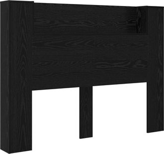vidaXL Headboard Cabinet with Shelf Black oak Engineered wood Vidaxl