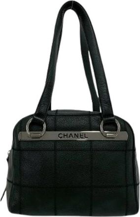 Chanel Pre-owned Quilted Leather Handbag - Choco Bar - Dames - Vintage Schoudertas - Zwart - ONE Size - Leer - Vintage