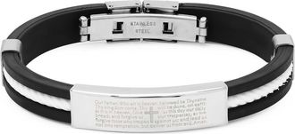 Steeltime Mens Lords Prayer ID Bracelet in Black/Gold at Nordstrom Rack