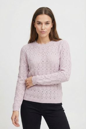 Vila Rundhalspullover VILA VILOWEN L/S POINTELLE KNIT TOP/PB, Damen, Gr. XL, cherry blossom, Strick, Obermaterial: 90% Baumwolle, 10% Nylon, unifarben, nor