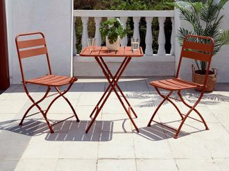 Vente-Unique Sala da pranzo giardino 1 tavolo L.60cm e 2 sedie pieghevoli Metallo Terracotta - MIRMANDE di MYLIA