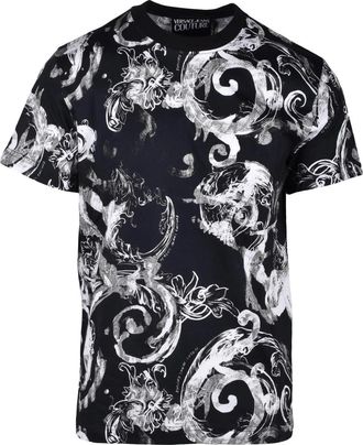 Versace Jeans Couture Black-White Cotton Regular Fit T-Shirt