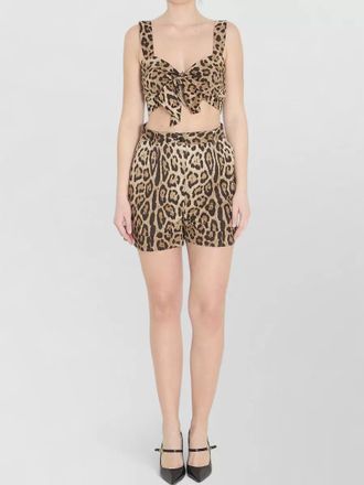 Dolce & Gabbana leopard print cotton poplin cropped top