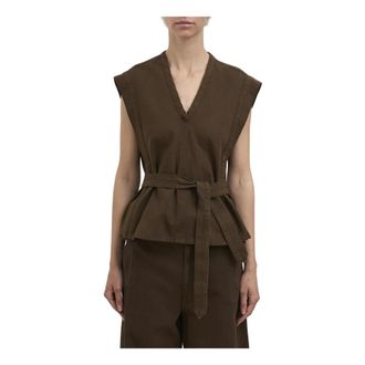 Christophe Lemaire Sleeveless Tops, female, Brown, Size: 2XS Gilet con cintura