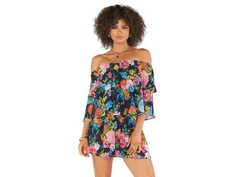 Show me your Mumu Triple Decker Romper Womens Jumpsuit & Rompers One Piece Midnight Botanical Floral : XS, Polyester