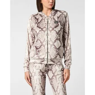Philipp Plein Zip Hoodie All-Over Python Women in Beige at Nordstrom, Size X-Small Eu