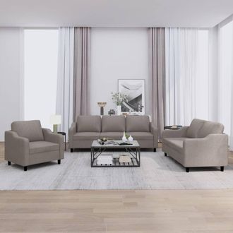 vidaXL Juego De Sof&aacute;s Con Cojines 3 Piezas Tela Gris Taupe Vidaxl