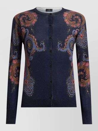 Etro cardigan long sleeves paisley pattern ribbed trims