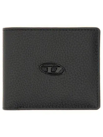 Diesel Textured Bi-Fold Wallet With Oval Emblem