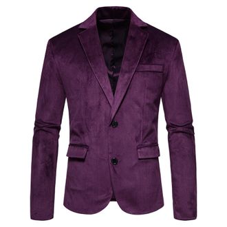 Generic Velvet Blazer Men Regular Fit, Mens V Neck Jacket Lapel Long Sleeved Suit Jacket Solid Color Soft Velvet Two Button Suit Coat Men Formal Business Loos